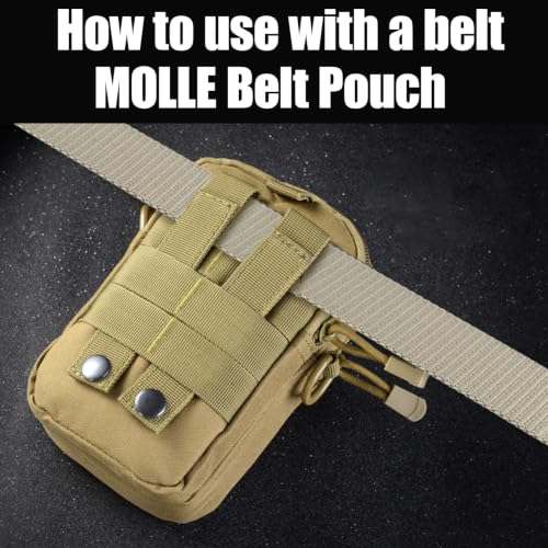 Belt Pouch, Tactical Molle Phone Pouch EDC Utility Pouches Waist Bag Packs, Small Cell Phone Holster Gear Tool Gadget Pocket for Men Running - color: Strap Khaki