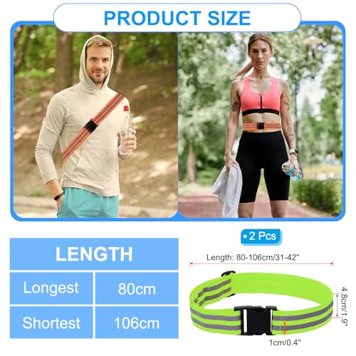 PATIKIL Adjustable Reflective Running Belt, Glow Pt Belt Sash for Cycling Walking - color: Green, size: 1.9 Inch