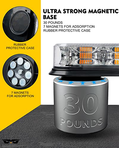 LUMENIX Rooftop Magnetic Strobe Beacon Amber LED Light Bar for Trucks - color: Amber