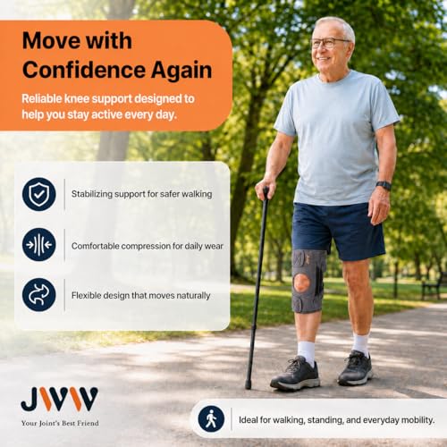 JWW ELITE Knee Brace for Men and Women, Open Patella, Knee Pain Relief, L - size: Large