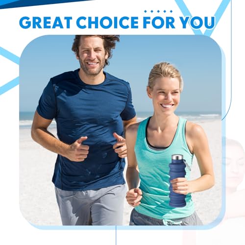 Baderke 2 Pcs Collapsible Water Bottles, 17oz, Navy Blue,Blue - color: Navy Blue,Blue