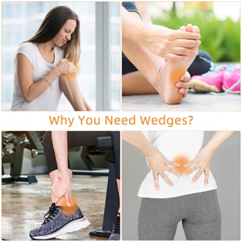 Yoga Foam Wedge Blocks (Pair), Calf Raise Block, Calf Stretcher, Yoga Wrist Support, Balance, Pushup, Fitness, Pilates, Heel Stretcher, Squat Wedge with Gym Bag - size: Wedges with Strap