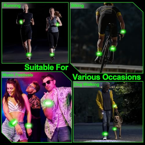 LED Armband Rechargeable, 2Pcs High Visibility Running Gear for Night - color: Green