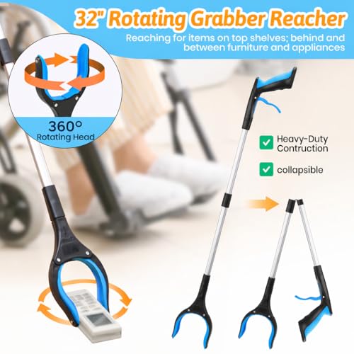 CAidRE 7PC Hip Kit, Hip Kit for Seniors Total Hip Replacement Prime, Mobility Aids with Reacher Grabber,Shoe Horn,Sock Aid,Leg Lifter,Shower Brush,Back Scratcher,Car Handle Assist for Surgery Recovery