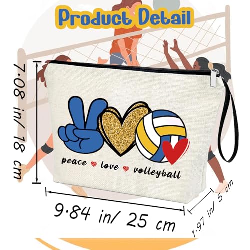 Volleyball Gifts Makeup Bag Fun Travel Cosmetic Bag Volleyball Player Travel Organizer Zipper Pouch for Volleyball Lover Sports Gifts for Girls Women Coach Team Mom - style: Volleyball