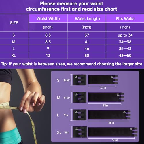 RIYA Waist Trimmer Sweat Waist Trainer for Women and Men Waist Sweat Belt Band Belly Stomach Wrap - color: Purple, size: Belt XL: 10"Width x 50"Length