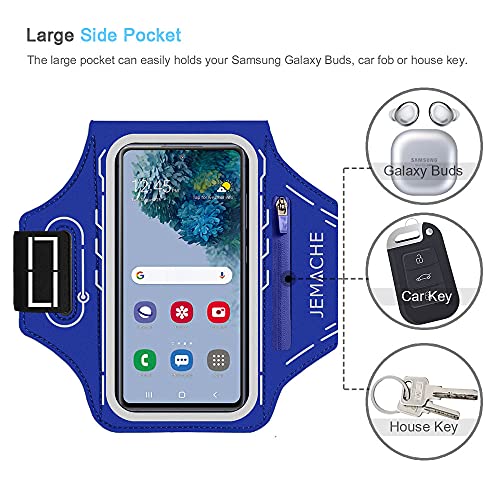 Armband for Samsung Galaxy S26 S25 S24 S23 S22 Ultra/Plus/FE, Gym Running Workouts Arm Band with Earbuds Holder (Nav Blue) - color: Nav Blue