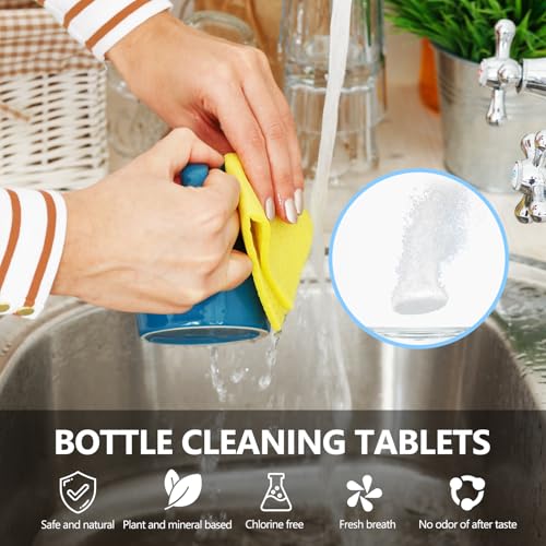 96Pack Water Bottle Cleaning Tablets, Bottle Bright Clean Stainless Steel, Thermos, Tumbler, Insulated and Reusable Water Bottles,Removes Stubborn Stains and Odors - size: 1 Count (Pack of 96)