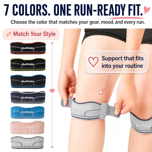Knee Strap 2 Pack for Patellar Tendon Support – Adjustable Patella Knee Band for Running, Walking, Hiking, Tennis & Pickleball, Gray - color: Gray
