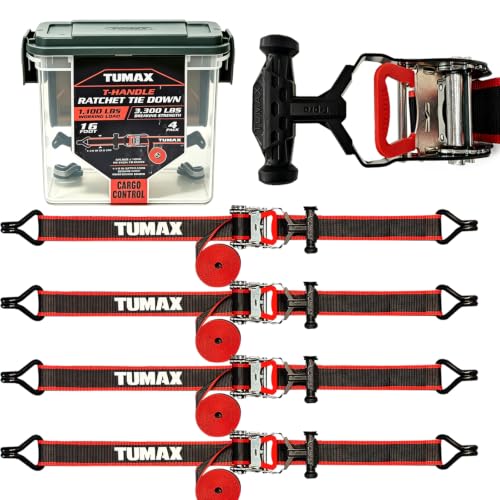 4 PK with Ammo Box, 1.5" x 16 FT Heavy Duty Tie Down Straps - size: 3300lbs-Black