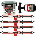 4 PK with Ammo Box, 1.5" x 16 FT Heavy Duty Tie Down Straps - size: 3300lbs-Black