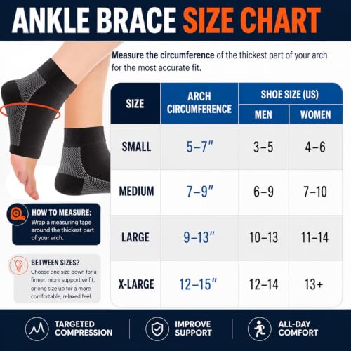 Ankle Brace Socks - Ankle Compression Sleeve - Foot Brace for Women & Men - color: Black, size: X-Large