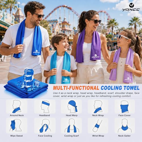 YQXCC 4 Pack Cooling Towels, 40"x12", Ice Cool Towels for Neck & Face - color: Dark Blue, Light Blue, Dark Gray, Light Gray