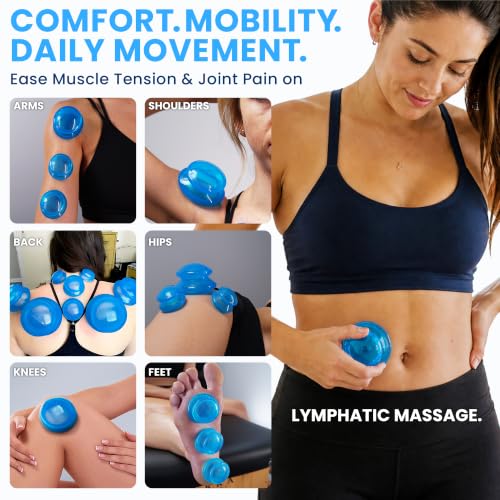 Silicone Cupping Therapy Set Professional Massage Cupping Cups for Cupping Therapy 4 Cup Kit for Massage, Myofascial Release, Cellulite Reduction (Lure Blue) - color: Blue, size: 4 Count
