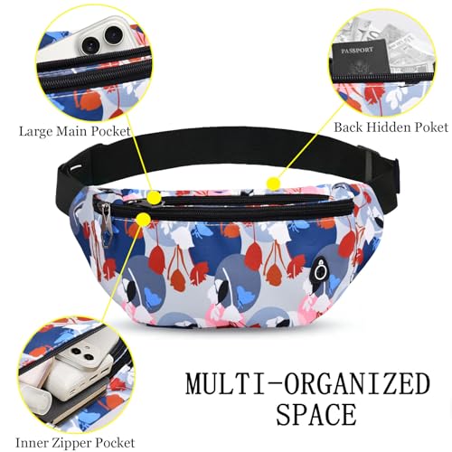 Fanny Pack for Women Men,Crossbody Water Resistant Sports Waist Bag Pack - color: 1pack-multicolor