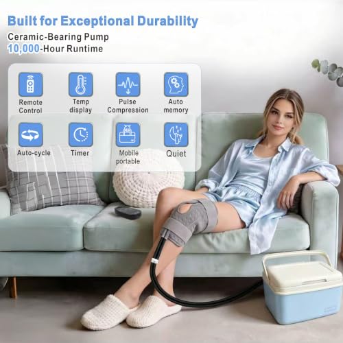 Cold Therapy Machine, Cold Therapy for Knee Replacement, Ice Machine for Knee After Surgery, Temperature Display,Cryotherapy Systems Suitable for Home use,（7 QT - size: 7 QT