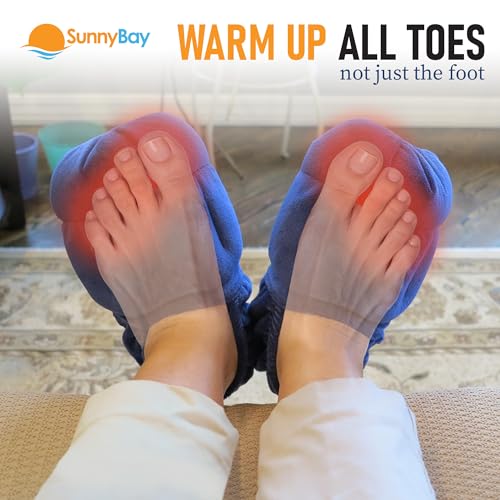 SunnyBay Microwavable Foot Warmer Slippers, Large, Navy Blue - size: Large