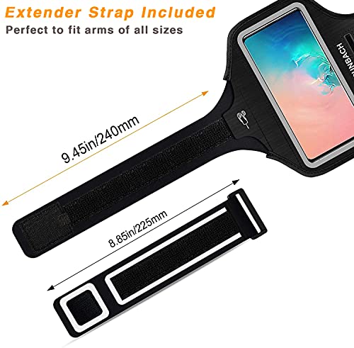 Armband for Samsung Galaxy S26+/S25+/S24+/S23+/S22+/S20+/S10+/S9+/S8+, Running Exercise Gym Bag with Key Holder and Card Slot (Black) - color: Black