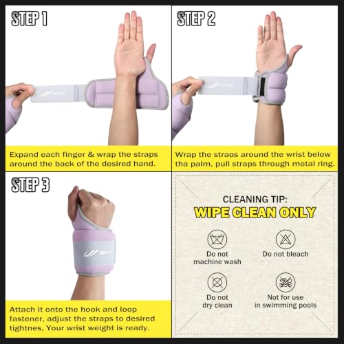 Wrist Weights with Thumb Loops Lock for Men Women Weighted Gloves - color: Light Purple, size: 1 lb Each (2 LBS Total)