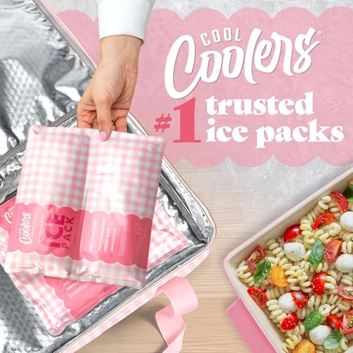 Cool Coolers by Fit & Fresh XL High Performance Cooler Ice Packs, 2pk - color: Pink Gingham (2 Pack)
