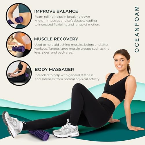Oceanfoam Ripple Roller - Small Foam Roller for Physical Therapy (Purple) - color: Purple