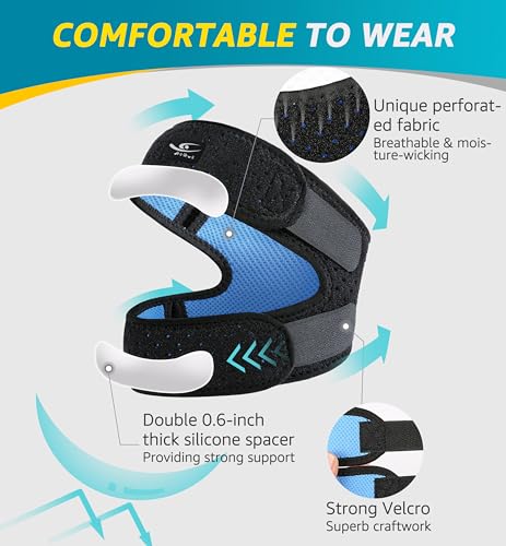 HiRui Dual Patella Knee Straps, Knee Brace Patella Stabilizer for Knee Pain Relief Running Tennis Jumping Arthritis Tendonitis, Joint and Muscles Protection - Adjustable (Black) - color: Black