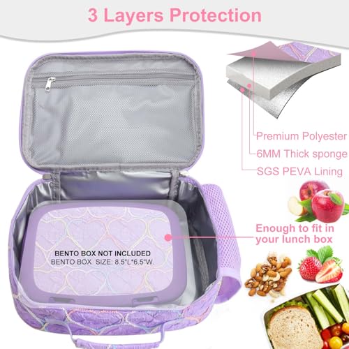 RHCPFOVR Kids Lunch Bag - Insulated Lunch Box for Boys Girls,Washable Lunch Bag and Reusable Toddler Leak-proof Lunchbox for School and Daycare - color: Purple Embroidery