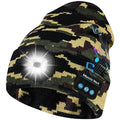 Bosttor Bluetooth Beanie Hat with Light, Headlamp Cap with Headphones and Built-in Speaker Mic, Gifts for Men Women Teen - color: Army Green