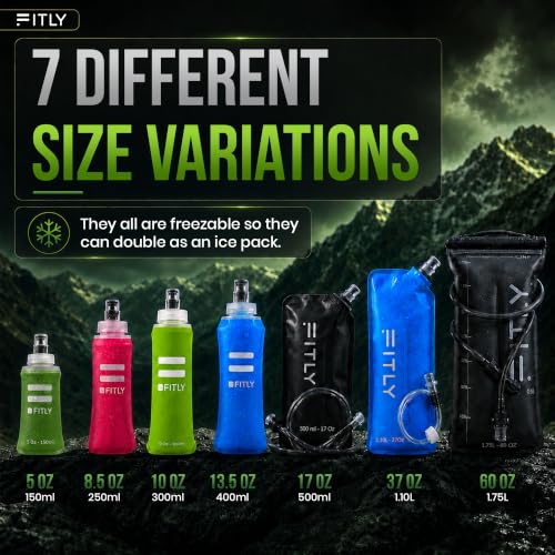 FITLY Soft Flask Running Water Bottle - Collapsible Hydration Flask - color: Green, size: 10 Ounces