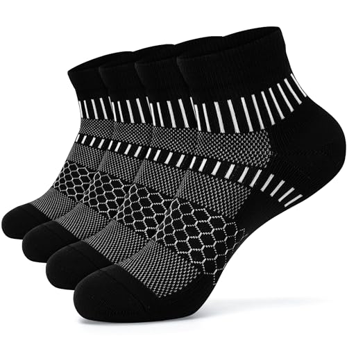 IRAMY Ankle Compression Socks for Women Men Cushioned Athletic Running Socks Plantar Fasciitis Relief 2/3/4/5/6 Pairs - color: Black(2 Pairs), size: Medium