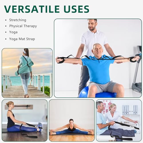 Abiarst Stretching Strap Yoga Straps for Physical Therapy, 10 Loops Non-Elastic Stretch Band for Pilates, Flexibility, Exercise and Gymnastics - color: 1-Pack (Black)