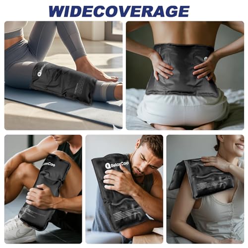Large Flexible Ice Pack for Injuries Reusable Gel, 11x14.5 Inches, Cold Compress for Hip, Shoulder, Knee, Back Pain, Swelling, Bruises, Surgery, Black - style: BLACK