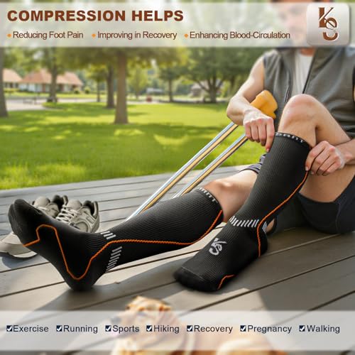 KEMISANT Women Cushioned Compression Knee High Sports Recovery Socks 3Pack - color: 3pairs-black8293, size: Large-X-Large