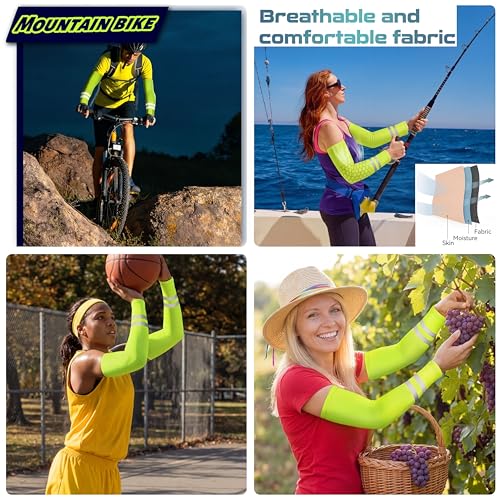 Geyoga 4 Pairs Arm Sleeves for Men Women - color: Neon Green