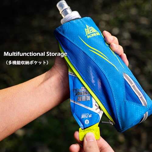 TRIWONDER Handheld Water Bottle for Running, Quick Grip Chill 17 oz Handheld Soft Water Bottle with Hand Strap Hydration Pack, BPA Sport Soft Flask (Blue) - color: A-Blue 500ml Handheld Bottle