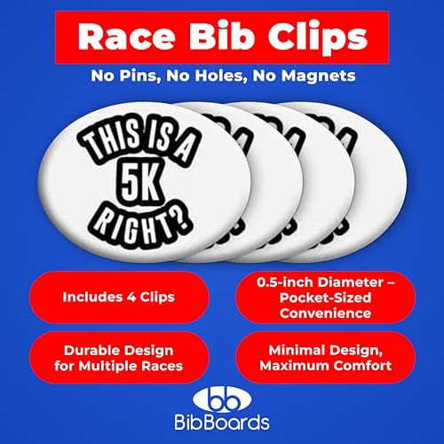 BibBoards bibSNAPS Race Bib Clips, This is a 5K Right, 4 Pack - color: This is a 5k Right