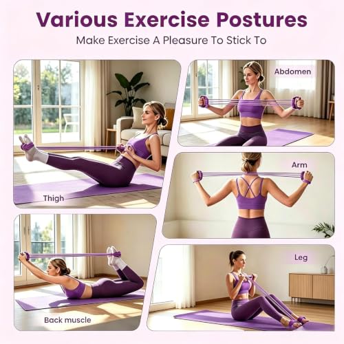 3-in-1 Adjustable Foot Pedal Resistance Band, 10 -Tube Elastic Band - color: Purple