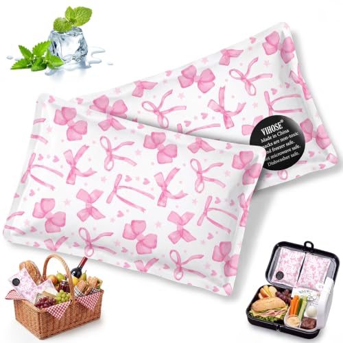 VIHOSE 2 Pcs Ice Packs for Lunch Box Bag - color: Pink, style: Bow