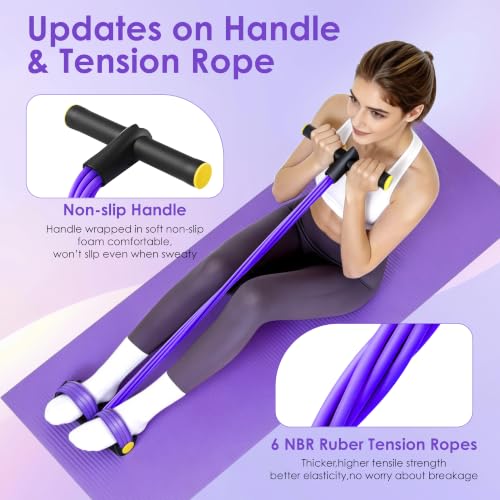 Pedal Resistance Band with Handle, Foot Pedal Resistance Band for Women, Multifunction Exercise Bands for Home Gym Full Body & Working Out - color: gray-pink