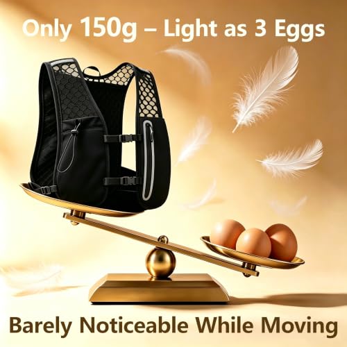 5L Lightweight Running Hydration Vest, Adjustable Reflective Pack for Trail, Cycling, Hiking, Marathon, Men and Women - color: black