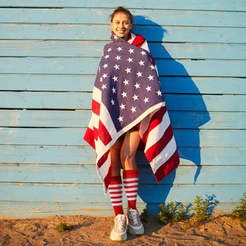 Junely Compression Socks for Women Knee High Socks Funny - color: Flag Red