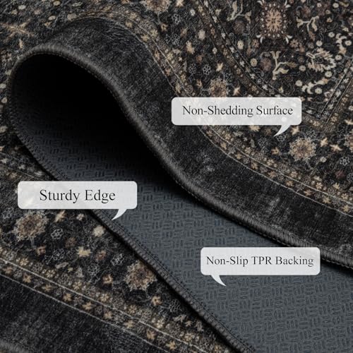 Ruaruarug Hallway Washable Runner Rug 2×6, Ultra Soft, Black Grey - color: Dark Gray, size: 2' x 6' (Rectangular)