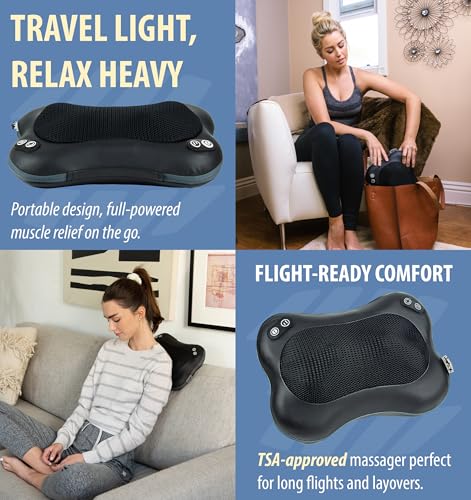 Zyllion ZMA-34 Back and Neck Massager with Heat for Pain Relief, Black - color: Zma-34: Black (2 Speeds)