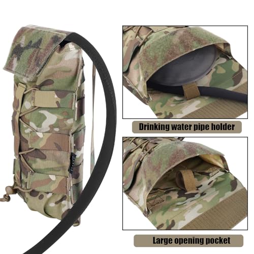PETAC GEAR 1.5L / 3L Tactical Hydration Pack，Molle Carrier Pouch for 50 oz /100 oz Hydration Bladder Daypack Water Backpack. - color: MC, size: 1.5L bag only