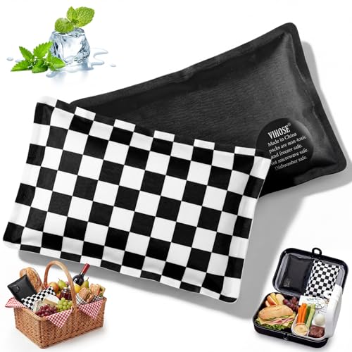 VIHOSE 2 Pcs Ice Packs for Lunch Box Bag - color: Black,White, style: Checkerboard