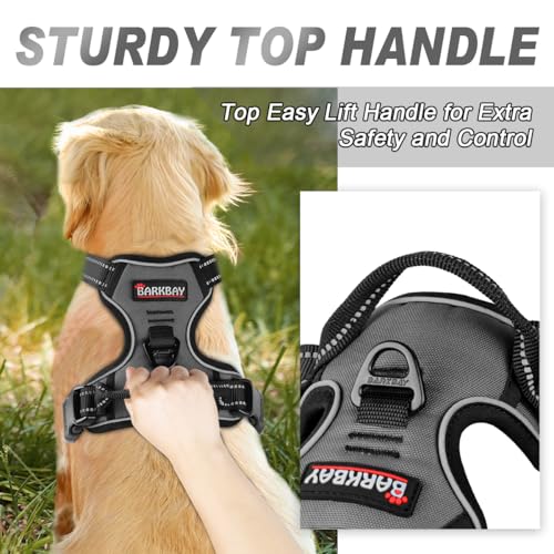 BARKBAY Dog Harness No Pull for Small Sized Dog Front Back Clips,Dog Vest - color: Dark Grey, size: X-Small(Chest:15.5-19.5”)
