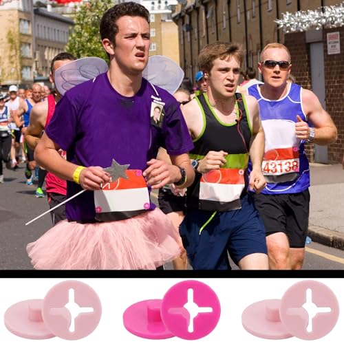 Wavwavw 12 Race Bib Clips Running Number Holder - color: Pink and Rose Red