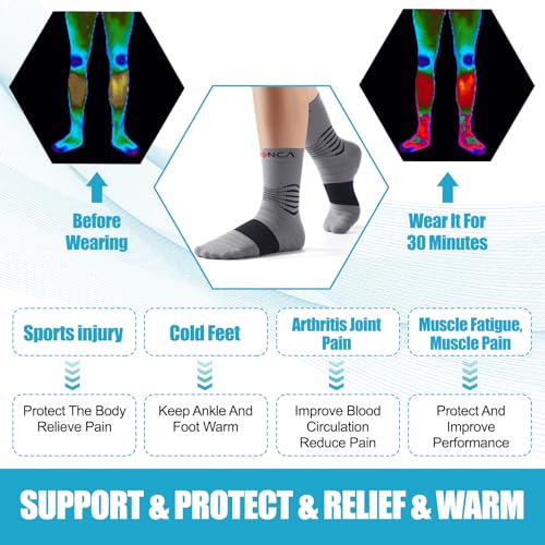 NEENCA Professional Compression Socks for Women Men Circulation, 20-30 mmHg - color: Gray Black - 2 Pairs, size: X-Large