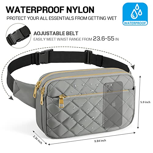CXWMZY Fashion Fanny Packs for Women & Men, Girls Boys Teens Waist Bag Hip Bum Bag Cute Fanny Pack Casual Bum Bag with Multi-Pockets Adjustable Belts for Disney Traveling Cycling Running (Gray) - color: Gray