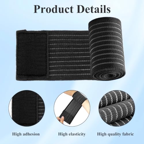 4-Pack Ice Pack Straps,35.5"x3"Elastic Ice Pack Wrap Holder with Hook&Loop - color: Black